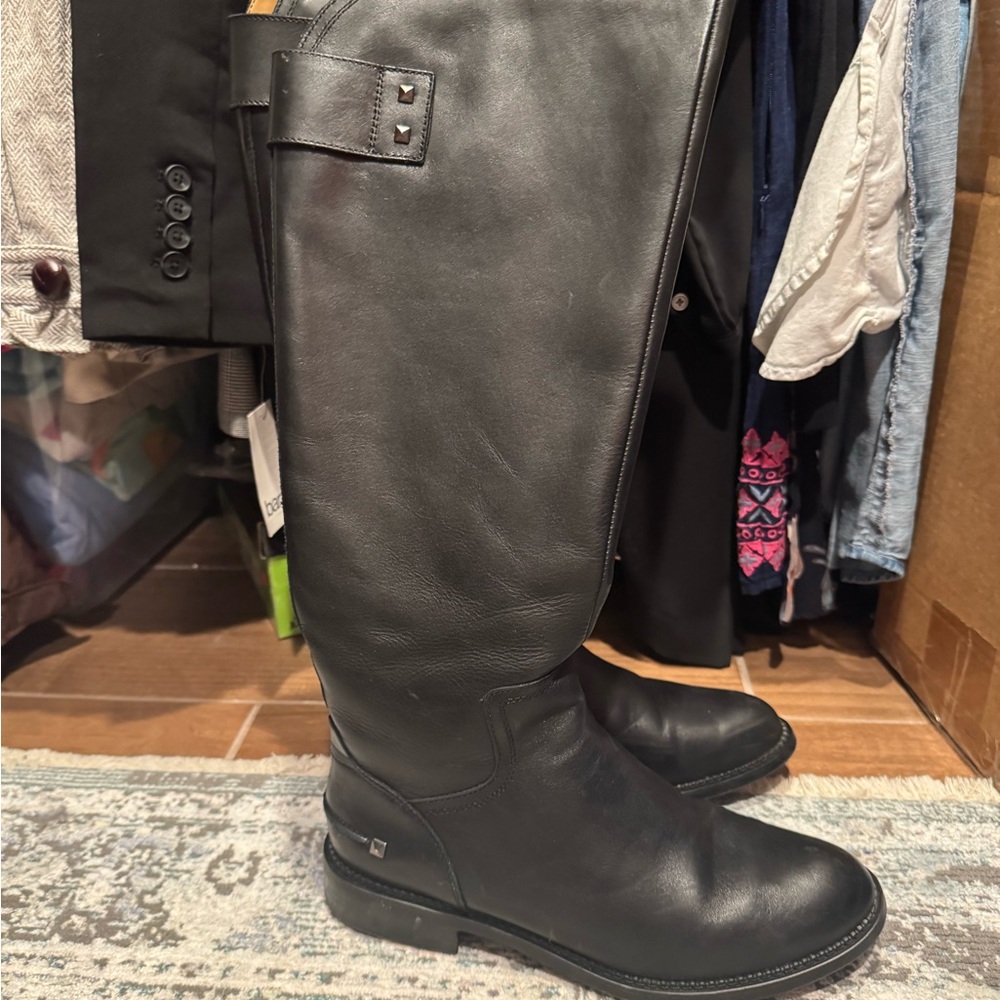 Franco Sarto Black Leather Knee-High Boots